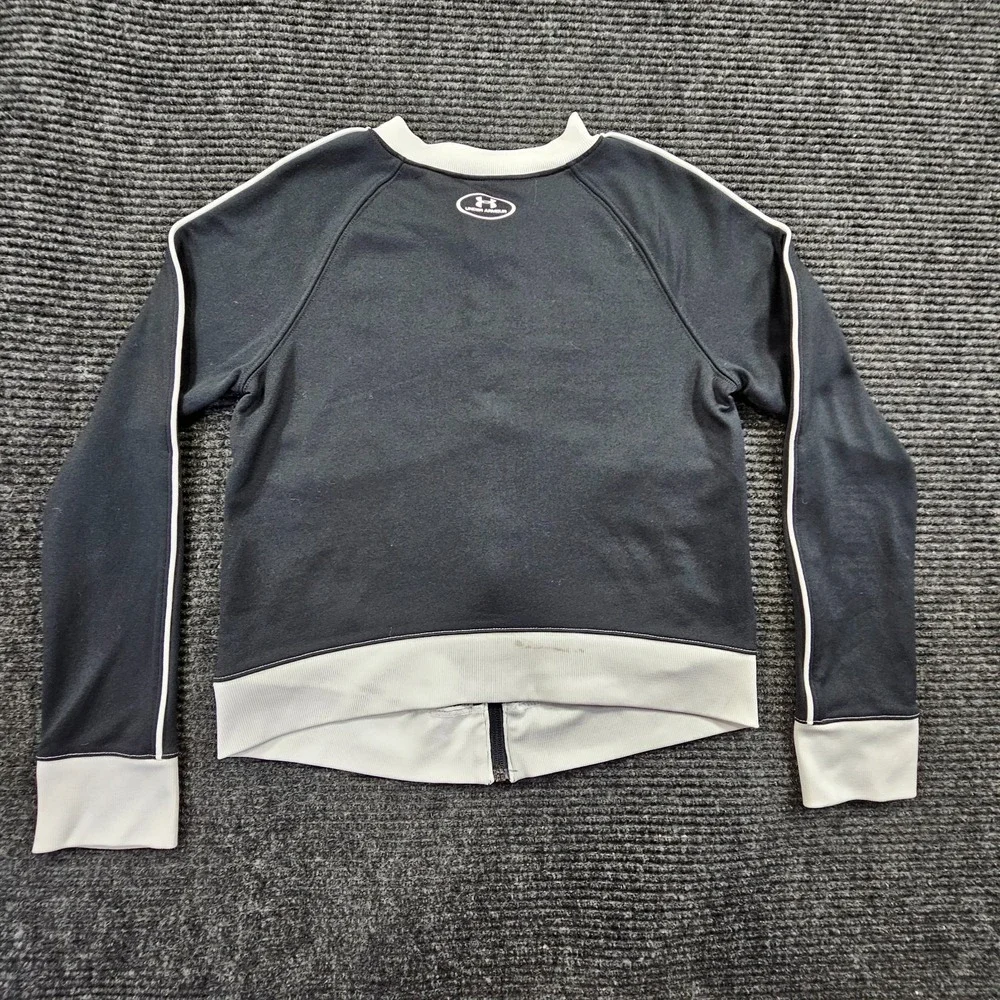 Under Armour Coldgear Track Jacket youth Girls M Black Full Zipper Raglan Sleeve